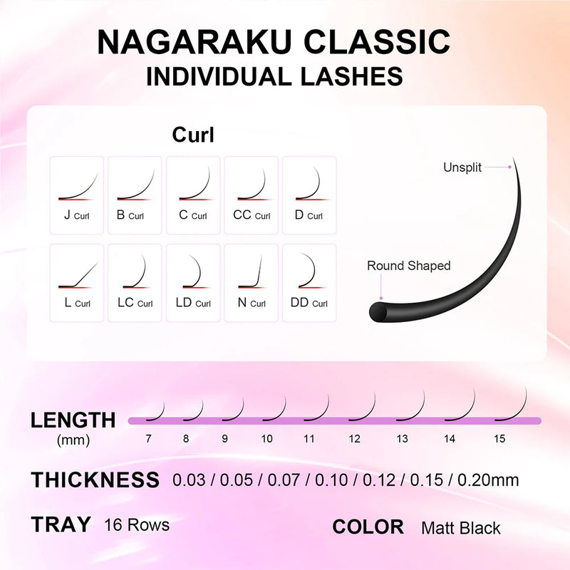 NAGARAKU Faux Mink Individual Lashes 6-17mm C/CC/D/DD Soft Natural Looking Eyelash Extension High Quality Mink Cilia
