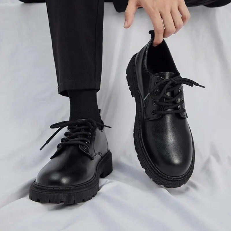 Spring Men's Work Shoes New Business Waterproof Black Leather Shoes