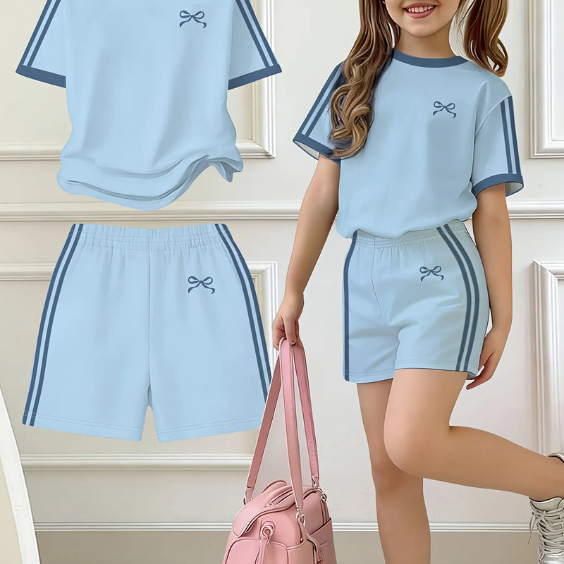 Kids Clothes Girls, , Easy Bow Print Short Sleeve T-Shirt | SAMAG
