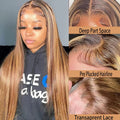13x4 5x5 Glueless HD Lace Closure Wig 4/27 Highlight Straight Human Hair Pre Plucked Hairline 250 Density Wigs For Women