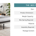 HOOMIC Metal Bed Frame with Upholstered Finely Stitched Headboard, Linen Fabric, Sturdy Foundation, No Box Spring Needed