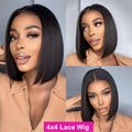 Straight Short Bob Wig Human Hair 13x4 Transparent Lace Front Wigs 230 Density Natural Black Bone Straight Short Human Hair Wigs