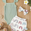 Summer Newborn Baby Girl Clothes Set  Sleeveless  Bodysuit  Printed Shorts  3pcs Clothing Suit Baby Girl Clothes