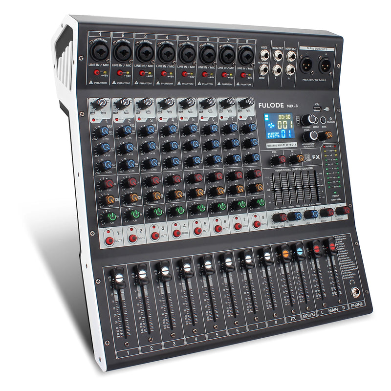 12-Channel Professional Audio Mixing Sound Board Console  Features 99-Bit DSP USB MP3 for PC Recording XLR Mic Jack