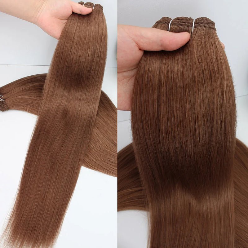 Natural Bio Synthetic Heat Resistant Hair Extensions Sew In Straight Hair Weave Bundle 26" 200g Synthetic Cosplay Ponytail Fiber