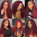 Wholesale Burgundy 30-40 Inch 99J Deep Wave 13x4 Lace Front 13x6 Red Curly Wigs Women High Density Long Length Human Hair Wig