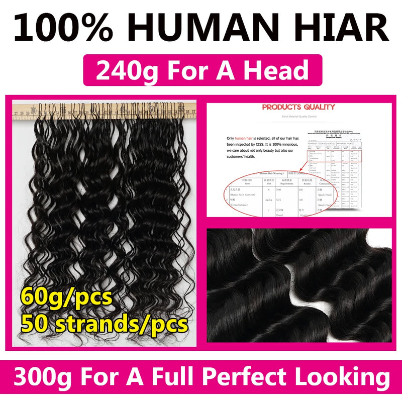 Ocean Wave Crochet Braids Miracle Knots Crochet Human Hair Pre-Separated Invisible Knotless Loose Deep Wave Feather Crochet Human Hair Bundles For Black Women Ocean Wave Humain Crochet Hair 16 To 26 Inch 60g/pcs 240g For A He