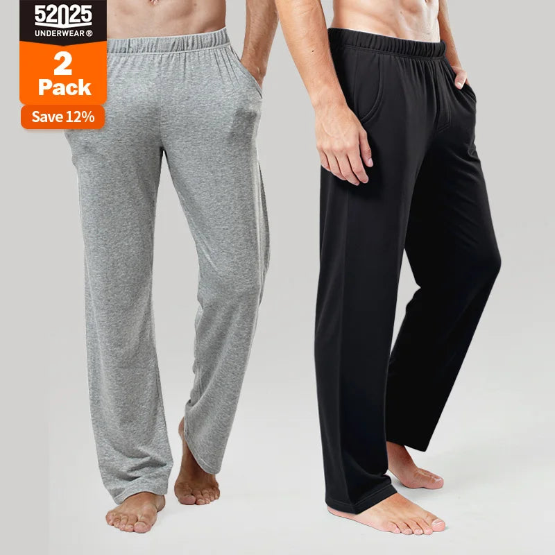 52025 Men's 100% Cotton Pajama Lounge Pants – Relaxed Fit, Side Pockets and Breathable Everyday Comfort