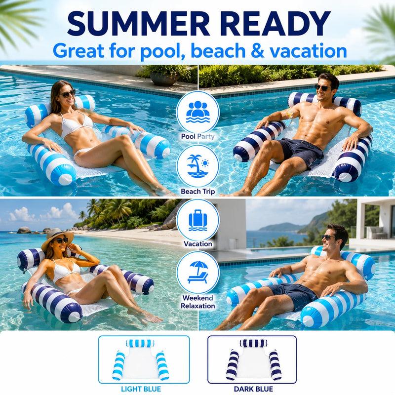 Inflatable Water Hammock Pool Float with Mesh Center - View 5 | SAMAG