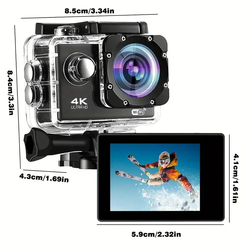 Null Outdoor 4K WiFi Action Camera Video Recording 4K/30FPS 2.0"170D GPS 4X Zoom Underwater Waterproof Sports Camera Helmet
