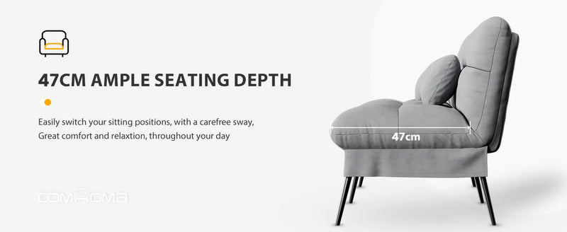COMHOMA Fabric Sofa Bed 3 Seater Upgraded Frame 5-Gear Back Angle Adjustable Futon Sofa for Living Room