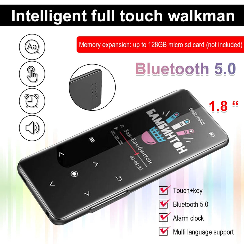 New Touch MP3 MP4 Music Player Compatible Bluetooth 5.0 Fm Radio Video Player Ebook Hifi Player Walkman