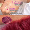 34 Inch Burgundy Wig Human Hair 99J Burgundy 13x4 Deep Wave Lace Front Wigs Human Hair Pre Plucked 250 Density HD Transparent Lace Frontal Wigs Red Colored Human Hair Wigs For Women