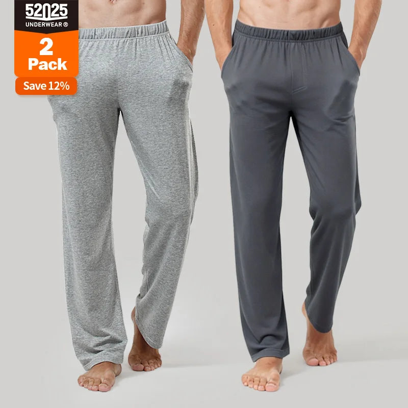 52025 Men's 100% Cotton Pajama Lounge Pants – Relaxed Fit, Side Pockets and Breathable Everyday Comfort