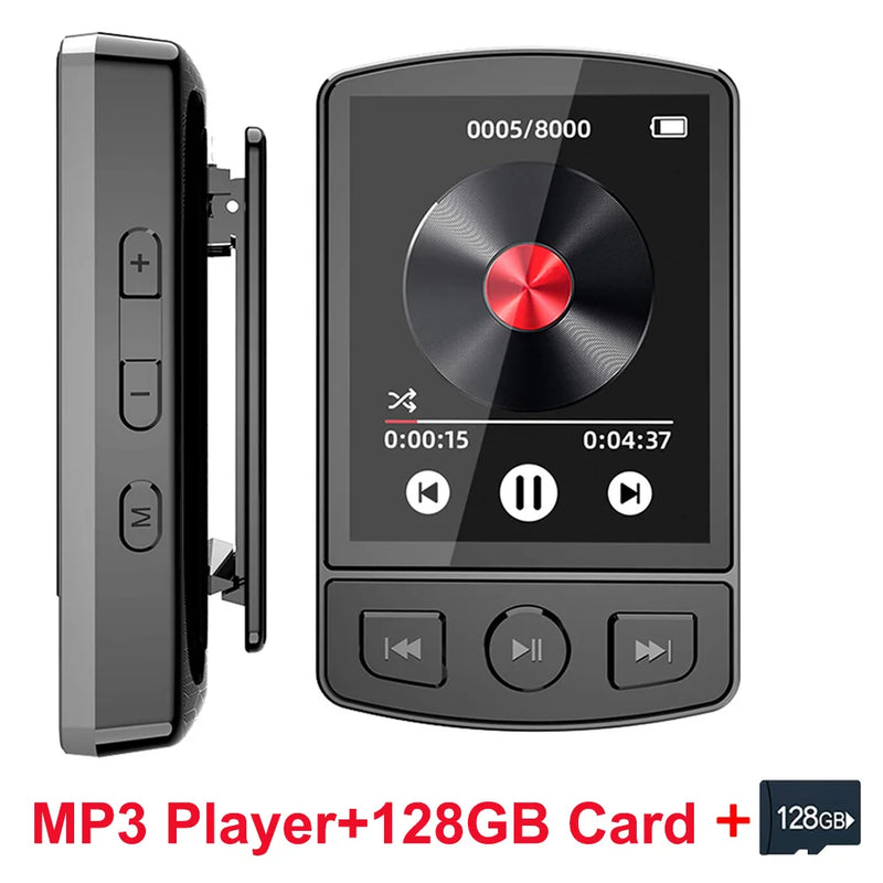 MP3 Player Bluetooth 5.2 Portable Sports Clip Student Walkman 1.77 Inch Screen HiFi Lossless Music Player with FM Radio E-Book