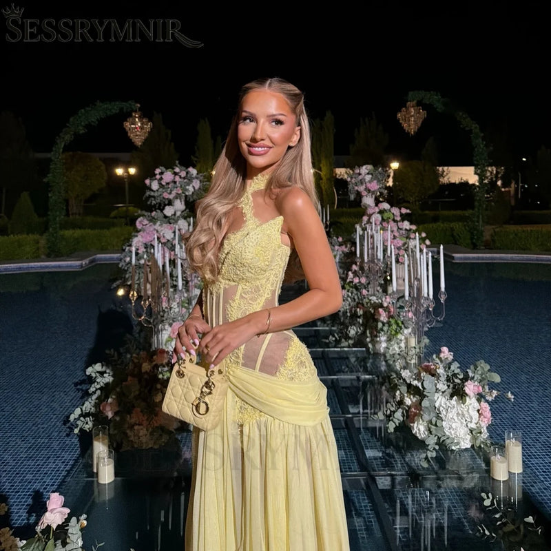 SESSRYMNIR Women'S Formal Evening Gowns Cusatomize Halter | SAMAG