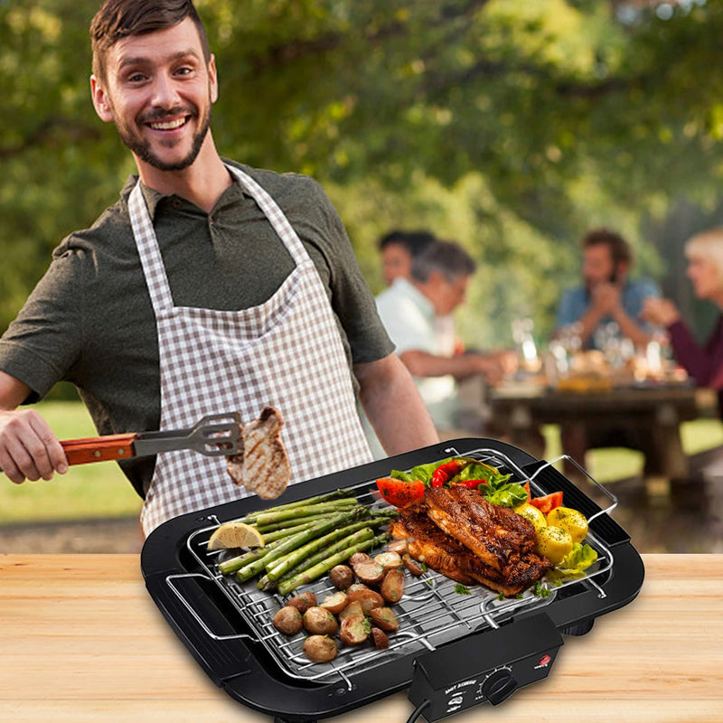 Indoor/Outdoor Electric Grill,2000W 6-Level Adjustable Temp Portable Tabletop BBQ,Stainless Steel Fast Heating for Camping Party