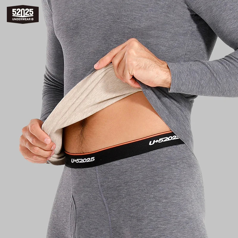52025 Fleece-Lined Thermal Underwear – Warm, Double-Faced Two-Tone Base Layer for Men & Women with Touch of Silk and Wool