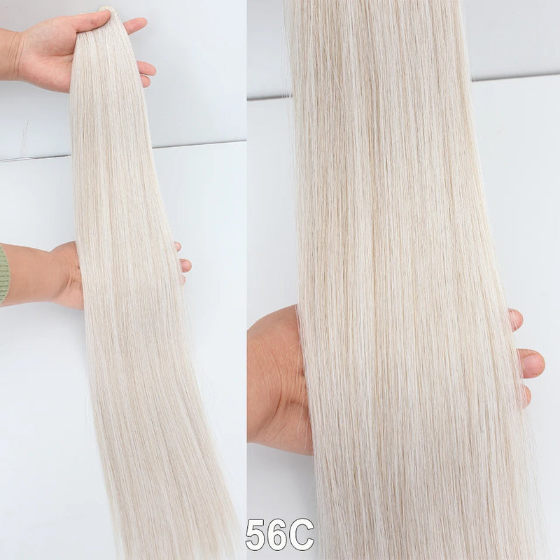 Natural Bio Synthetic Heat Resistant Hair Extensions Sew In Straight Hair Weave Bundle 26" 200g Synthetic Cosplay Ponytail Fiber