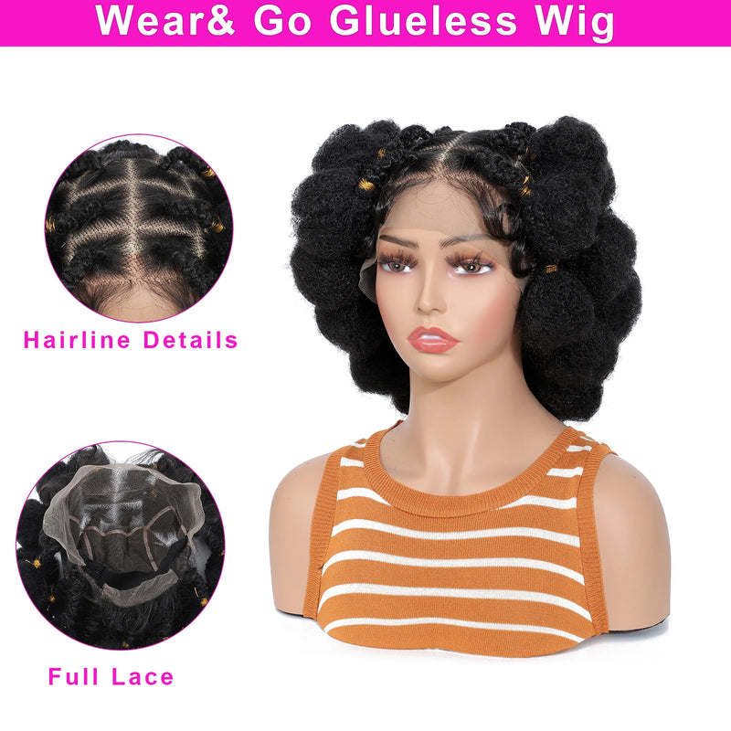 Bantu Synthetic Braided Wigs Full Lace Wig Knotless Box Braids Wigs Afrian Braiding Hair Wigs For Black Women
