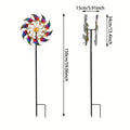 Outdoor double-layer iridescent metal wind spinner with ground stake, for decorating gardens, yards, and lawns, windmill; gift.