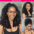 300 Density Burmese Curly Half Wig 100% Human Hair Glueless Ready to Wear Seamless Clip Ins 3 IN 1 Half Wig With Drawstring