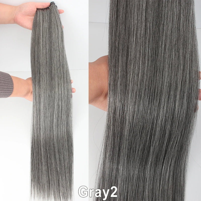 Natural Bio Synthetic Heat Resistant Hair Extensions Sew In Straight Hair Weave Bundle 26" 200g Synthetic Cosplay Ponytail Fiber