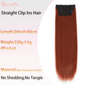 Straight High Temperature Fiber 11 Clips Ins Hair Extensions 24 Inch Orange Brown Synthetic Hair Daily Use Hair Pieces For Women