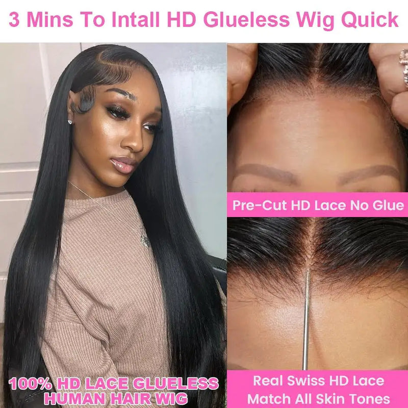 30 40inch Wear and Go Glueless Wig Human Hair 7x5 Precut 13X6 Hd Lace Frontal Wigs Bone Straight Pre Plucked 100% Human Hair