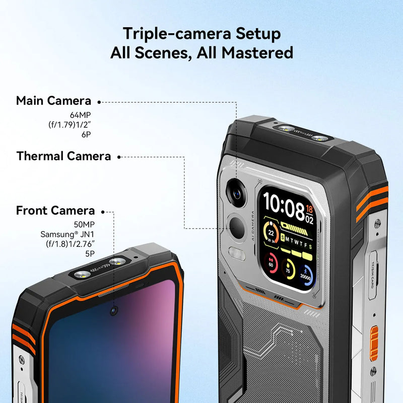 Blackview XPLORE 1 Pro 5G Thermal lmaging Rugged Phone w/ 6.78" 120Hz Main & 2.01" Secondary Display 20000mAh & 170LM Flashlight