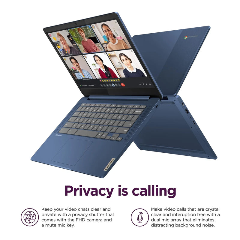 Lenovo IdeaPad Slim 3 Chromebook, 14'' Full HD, MediaTek Kompanio 520, 4GB RAM, Up to 320GB Storage(64GB eMMC+256GB SD Card), Chrome OS, Abyss Blue