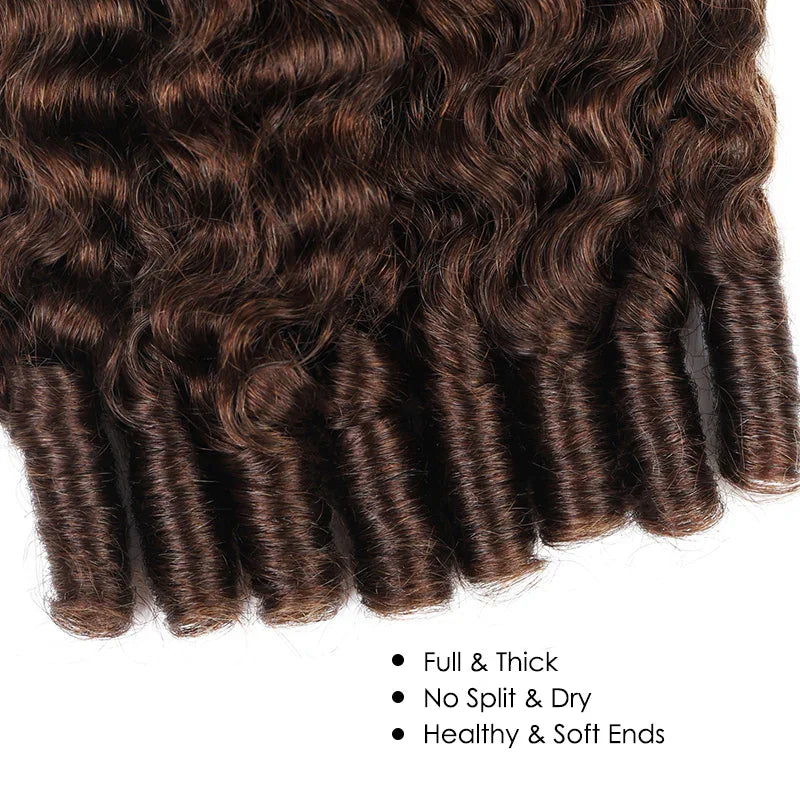 #4 Dark Brown Burmese Curly Human Hair Bundles Virgin Hair Burmese Raw Human Hair Extensions 3C4A Spiral Curly Bundles 1/3/4 Pcs