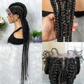 32 inches Large Four Braid Lace Wig for Black Women Braided Wig  Full Lace Box Braids Wig Women Synthetic Braided
