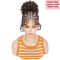 Synthetic Braided Wig with Buns Full Lace Cornrow Braids Wig for Black Women Frontal Braiding Wigs with Ponytail 10 inches