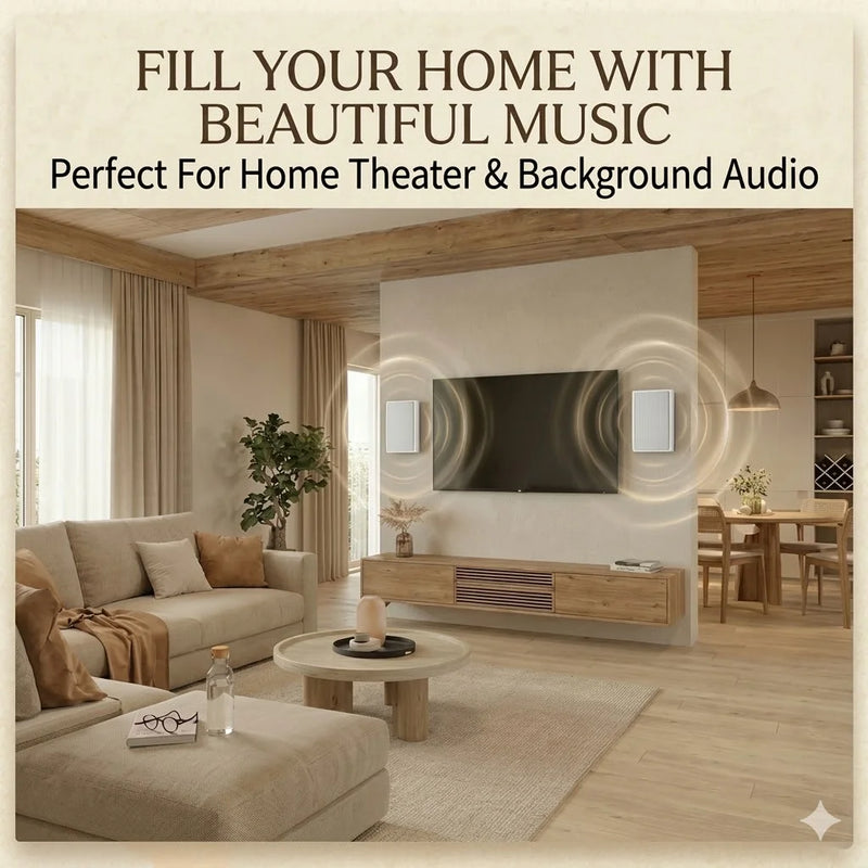 Herdio 5.25 240W Ultra-Slim Wall-Mountable Home Theater Speakers Crisp Clear Sound Durable for Immersive Home Entertainment 2PCS