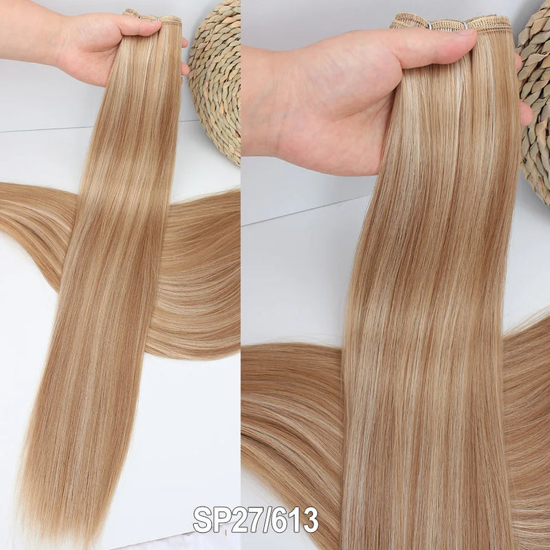 Natural Bio Synthetic Heat Resistant Hair Extensions Sew In Straight Hair Weave Bundle 26" 200g Synthetic Cosplay Ponytail Fiber