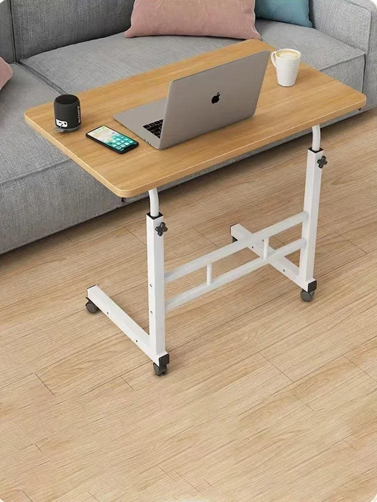 Height-Adjustable Mobile Desk with Wheels Auxiliary Table