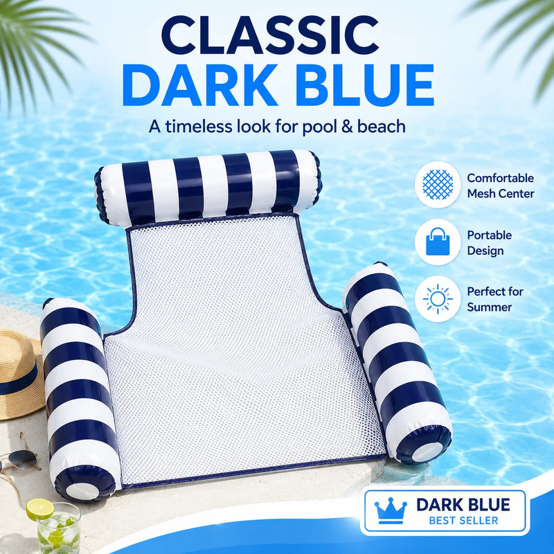 Inflatable Water Hammock Pool Float with Mesh Center - View 3 | SAMAG