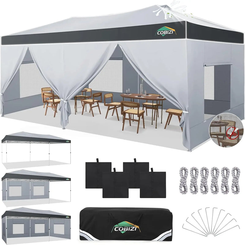 10x20ft Pop Up Canopy Tent Gazebo With 4 Sidewall One | SAMAG