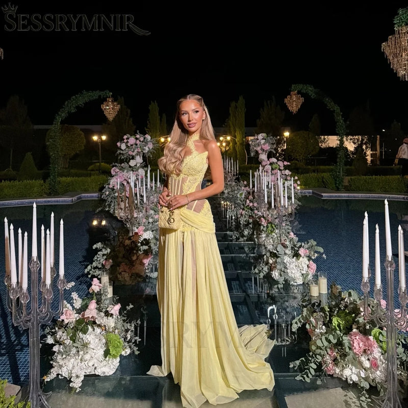 SESSRYMNIR Women'S Formal Evening Gowns Cusatomize Halter | SAMAG