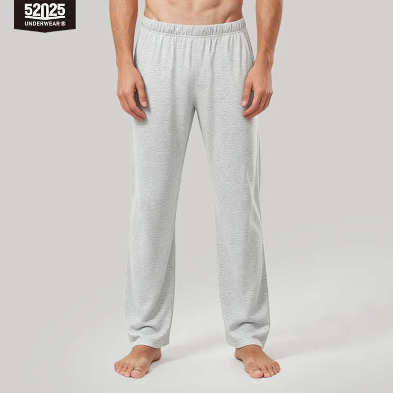 52025 Men's 100% Cotton Pajama Lounge Pants – Relaxed Fit, Side Pockets and Breathable Everyday Comfort