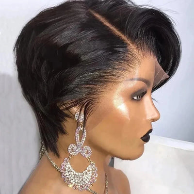 Pixie Cut Wigs Human Hair 13x4 Lace Front Wigs Short Bob Wig Brazilian Straight Lace Frontal Human Hair Wigs 180% Density