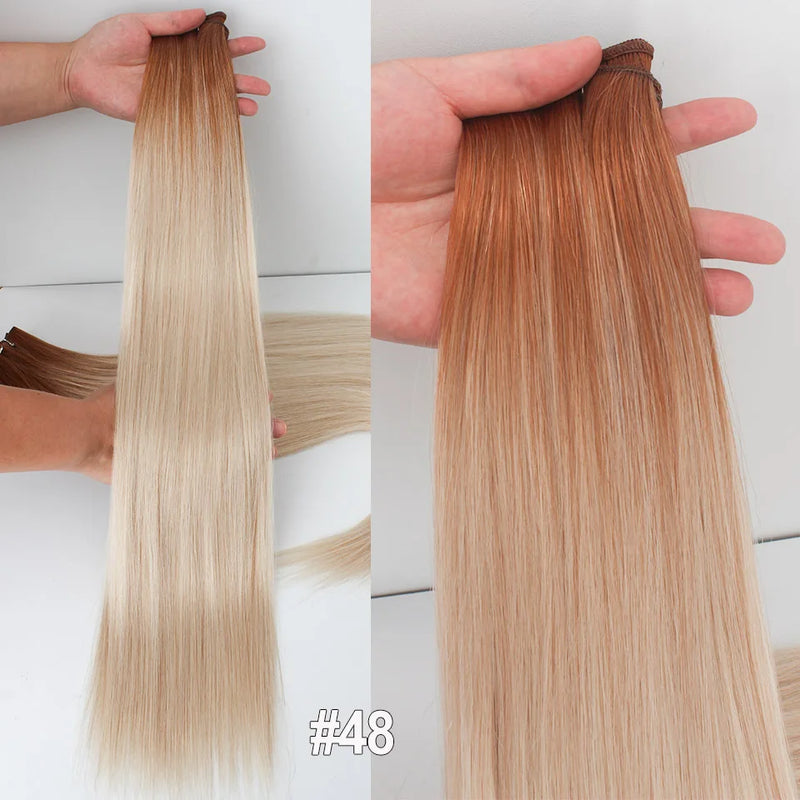 Natural Bio Synthetic Heat Resistant Hair Extensions Sew In Straight Hair Weave Bundle 26" 200g Synthetic Cosplay Ponytail Fiber