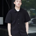 Miyake Pleated Short Sleeve Shirt Casual Solid Color | SAMAG