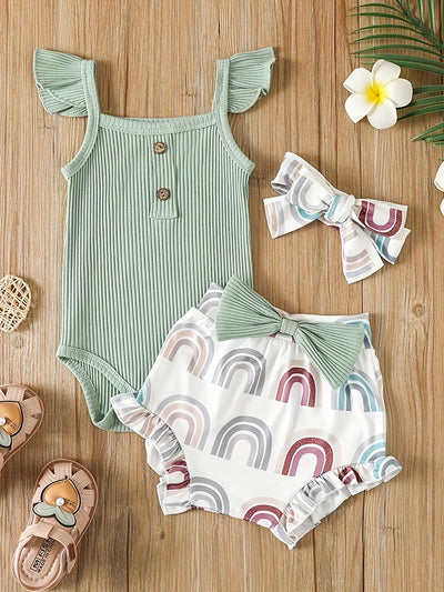 Summer Newborn Baby Girl Clothes Set Sleeveless Bodysuit | SAMAG