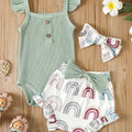 Summer Newborn Baby Girl Clothes Set  Sleeveless  Bodysuit  Printed Shorts  3pcs Clothing Suit Baby Girl Clothes