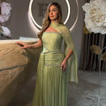 Mila Customized Sage Green A-Line Shawl Strapless Prom | SAMAG