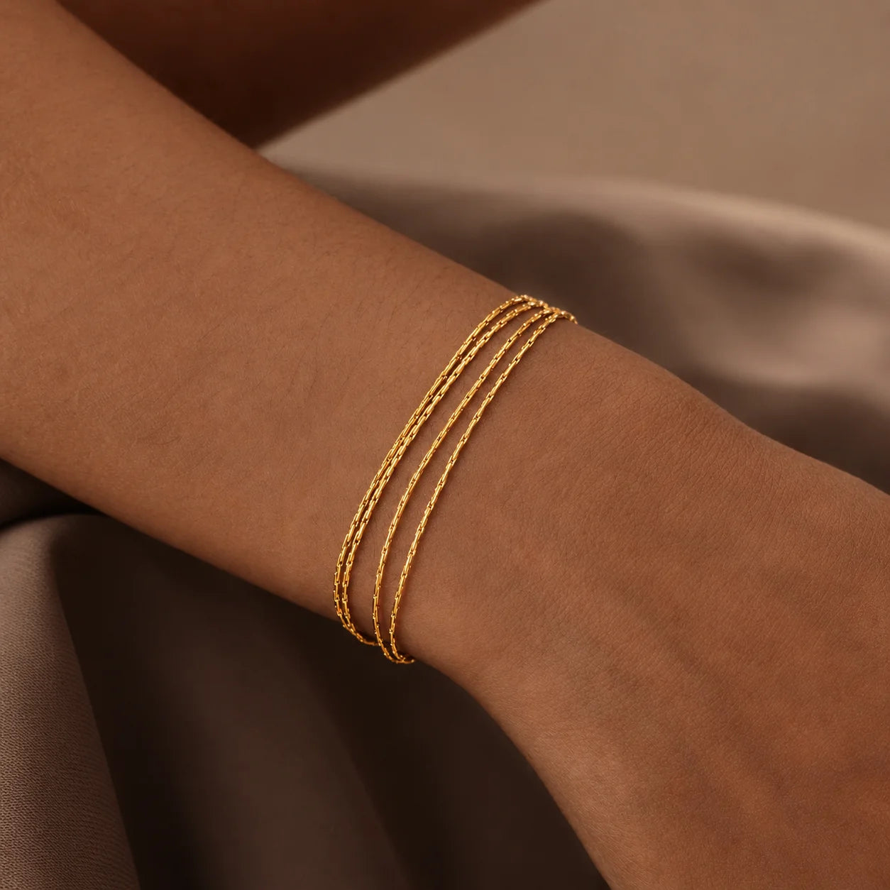 Stainless Steel Bracelet Thin Link Multilayer Chain Bracelet for Women Lightweight Adjustable Jewelry Daily Wear