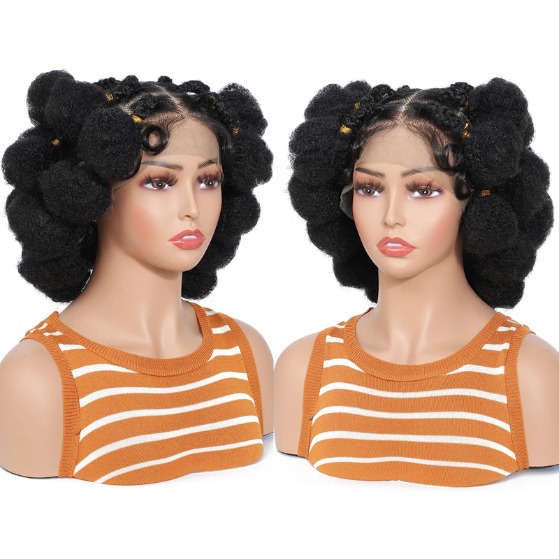 Bantu Synthetic Braided Wigs Full Lace Wig Knotless Box Braids Wigs Afrian Braiding Hair Wigs For Black Women