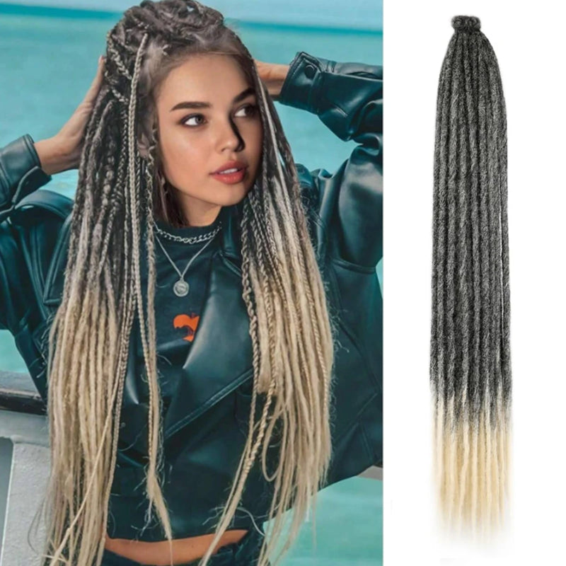 24 Inch Synthetic Dreadlock Hair Extensions, 10Strands/Lot Single Ended Soft Dreads Locks Hippie Style Dreadlock for Women